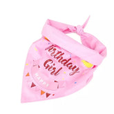 KUTKUT Happy Birthday Dog Bandana Girl, Pet Triangle Scarf Double Layer Bandanas Dog Accessories for Cute Doggy Birthday Party Suitable for Small, Medium & Large Dogs (Pink) - kutkutstyle